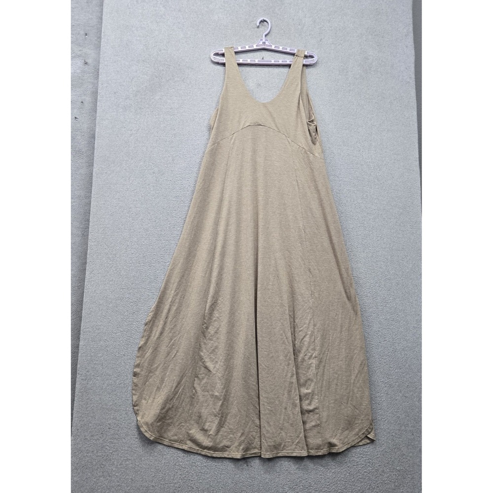 Halara Women Dress XL Beige U Neck Flowy Maxi Casual Tank Sleeveless NWT